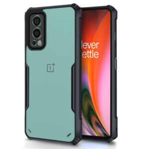 Nord 2 5G Back Cover Shockproof Bumper Clear Transparent Case for OnePlus Nord 2 5G (TPU+Plastic, Black)