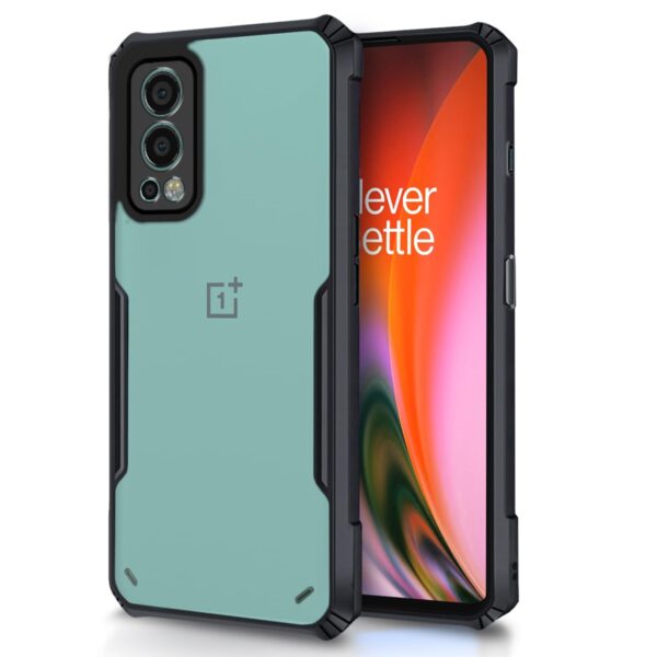 Nord 2 5G Back Cover Shockproof Bumper Clear Transparent Case for OnePlus Nord 2 5G (TPU+Plastic, Black)