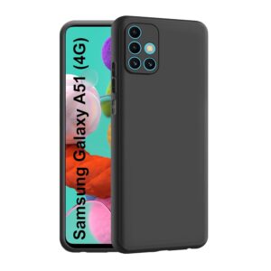 Galaxy A51 Back Cover | Camera Bump Protection & Ultra Slim | Matte Soft Silicon Shock Proof Rubberised Back Case Cover (Black)