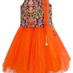 Girls Synthetic Readymade Lehenga Choli and Dupatta Set | Ethnic Wear Clothing Set for Festival Occasions