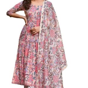 Women's Viscose Floral Printed Kurta and Pant with Dupatta Set