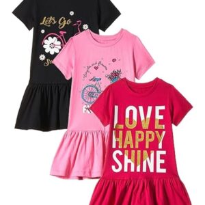 Girls Cotton Printed Knee-Length Casual Dress(Pack of 3)