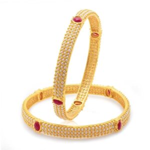 Delightful Gold Plated Moti Bangles for Women