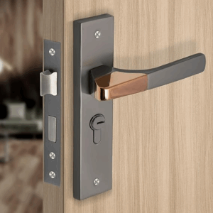 Heavy-Duty Door Lock Set - Main Door Handle Set/ 6-Lever Lock Mechanism with 3 Years of Warranty by Plantex/Mortise, Brass Lock Body & Cylinder (8114 - Satin Black & PVD Choco)