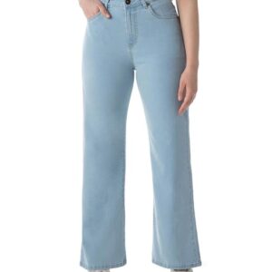 Women's Wide Leg Jeans - High-Rise | Stretchable | Enzyme Wash | Classic 5 Pocket Styling | Jeans for Women