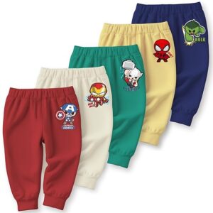 Cotton Pajama Pants with All Over Print for Boys and Girls (Multicolor Designs)(Pack of 5)