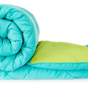 Microfiber Reversible Comforter, Double (Aqua Blue & Olive Green, 200 GSM)