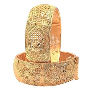 Fashion Jewellery Traditional Gold Plated Bracelet Bangles Set of 2 for Girls & Women