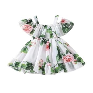 Dharmikaay Girl's Lycra Floral Printed Frock Dress for Girls Short Frock Baby Princess Western Dresses| Stylish Fancy Kids Clothing for New Year, Fashion.
