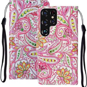 CASES Flip Back Cover Case for Samsung Galaxy S24 Ultra Scratch Resistant Anti-Slip Shockproof Protective Durable Mandala Design Wallet Leather Case for Men & Boys(Pattern1)