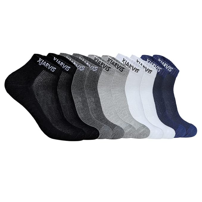 Ankle Length Cotton Bamboo Socks for Men & Women | Soft & Breathable | Sport Half Terry Cushion Towel | Ideal for Gym, Running & Casual Wear | Odor Free, Pack of 5,10,12 - Free Size