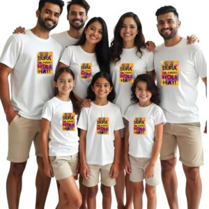Group T Shirts for Family Friends Travel Tshirts Printed Cotton Regular Fit Cotton Men Women Kid Boy Girl Trip Vacation Dress for Holi Celebration (cus-groupholi7)