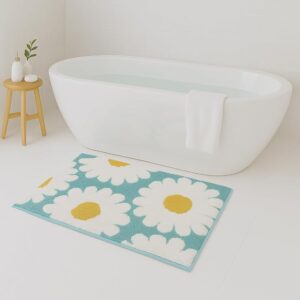 Macau Flower Bath Mat (40x60 cm) Super Soft Microfiber, Anti Slip Backing, Washable Bathroom Mat Perfect for Bedroom