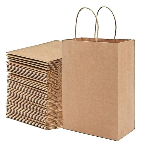 Paper Curves Kraft Paper Shopping Bags (Brown, 16 H x 12 W x 5 Inch G)Pack of 50