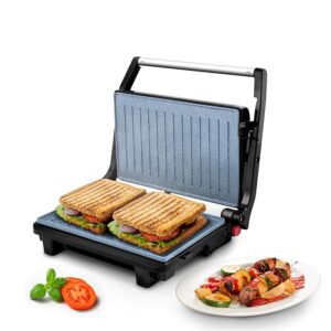 Elato BS206 1000 Watt Ceramic Grill Sandwich Maker, Scratch Resistant, 180? Open Sandwich Griller, Auto Cutoff, Non Toxic BPA, PTFE & PFOA Free, 2 Year Warranty, Regular Bread Size for 2 Slices