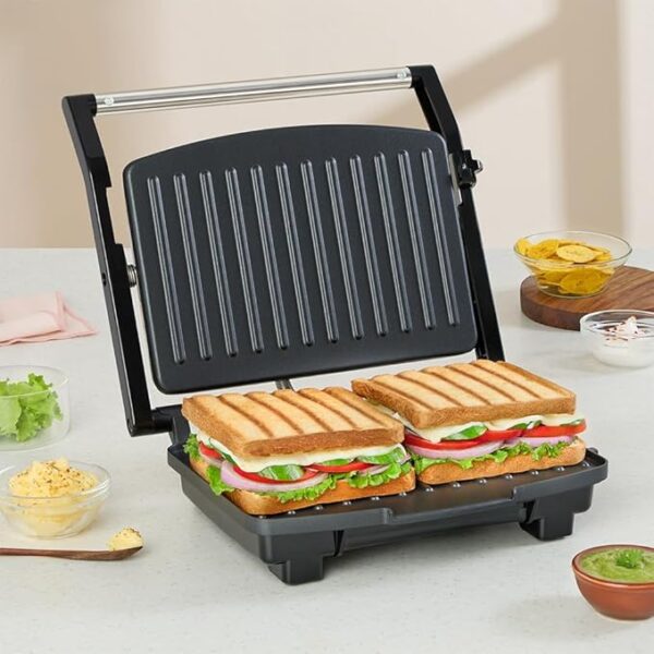 Prime Grill Sandwich Maker | Can Make 2 Sandwich At a Time | 1000W Electric Toaster Maker | Non Toxic & Nonstick Coating Grill Plates Opens to 90? | Power Indicators