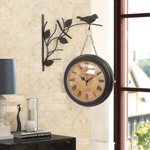 Metal Double Side Iron Wall Clock (10 Inches), Multicolor - Analog