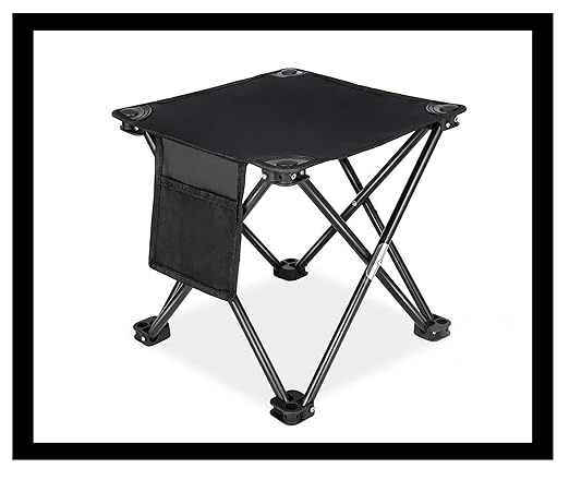 Metal Folding Chair Stool For Camping Travelling With Portable Bag, Foldable Camping Stool For Fishing Hiking Gardening And Beach (Size - 33 X 33 X 32), Black