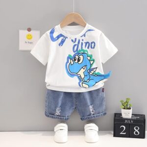 Baby Boys Cotton Dino Printed T-Shirt With Shorts Sets Of Clothing Sets