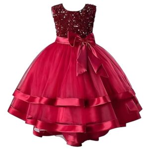 Embroidery Sequence Baby Frock for Kid Girls with Sleeveless Bow Surface Styling and Round Neck | Frock for Baby Girl
