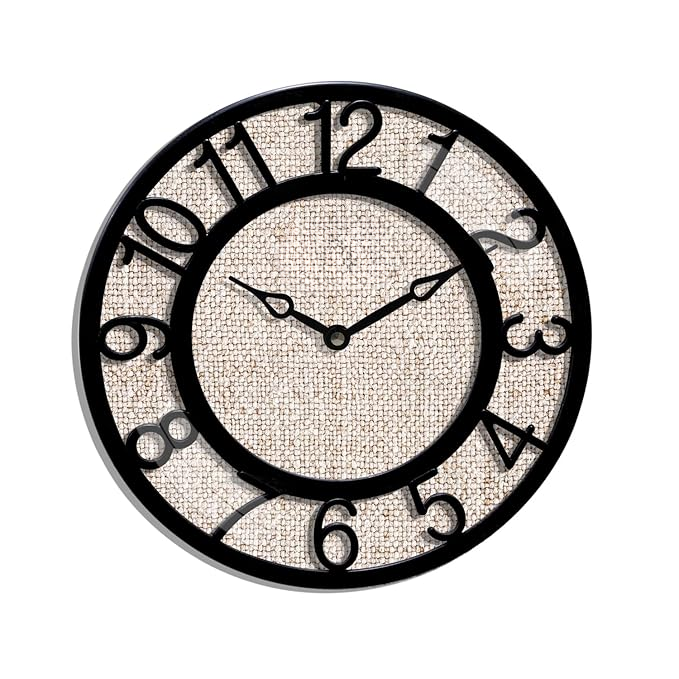 8-Inch Plastic Analog Wall Clock/Table Clock - Beige Dial (Black Frame, Quartz Movement)