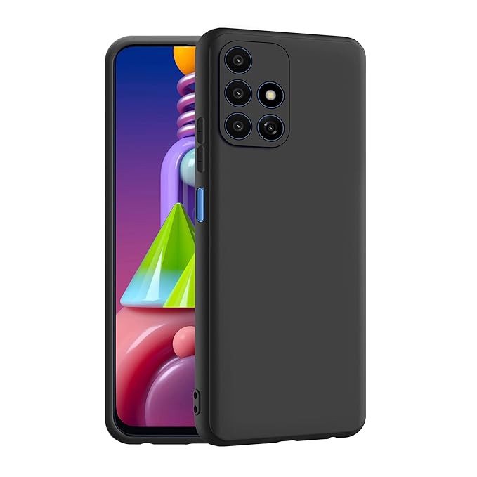 Samsung Galaxy M51 Back Cover | Camera Bump Protection & Ultra Slim | Matte Soft Silicon Shock Proof Rubberised Back Case Cover (Black)