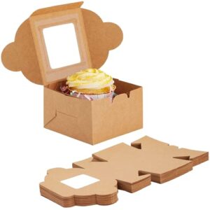 REPUBLIC Paper Disposable Brownie Box, Pack of 25, Brown Mini Cake, 1 Pastry, Brownie, Donut, Muffin, Mithai, Macron, Pie Slice, Biscuits, Dry Fruits, Sweets, Souvenirs, Fast Food Box,