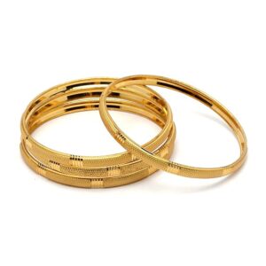 Set Of 4 Gold-Plated Classic Textured Handcrafted Bangles