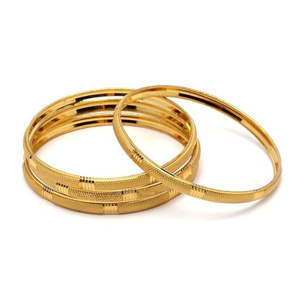 Set Of 4 Gold-Plated Classic Textured Handcrafted Bangles