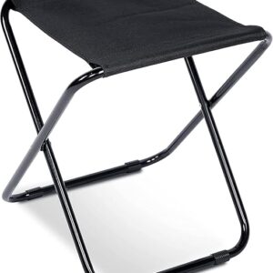 Classic Camp Chair, Foldable Stool-Light Weight Metal Material 17.5 Height Practical Foldable Stool Design Fishing Picnic Camping BBQ Beach Bath Hunting Hiking, Climbing a Mountain Travel (Black)