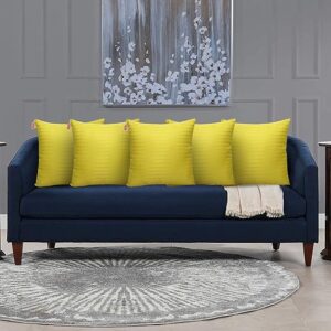 Polyester Cushions|Hotel Quality Premium Fibre Sofa Cushions Set of 5|Cushion 16 Inch X 16 Inch|Sofa Pillow,Cushion,Cushions for Sofa,Cushion Pillow,Sofa Pillow,Cushions for Bed(Color Yellow)
