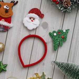 COMBO OF 4 Christmas Glitter Santa Claus Tree Design Hair Band | Hairband for Christmas Party Birthday | Decorations Items