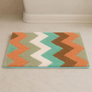 Zigzag Super Soft Anti Skid Slip Water Soak Washable Door Mats for Home, Bathroom Mat, Floor Mat, Kitchen Mat for Floor (40x60 cm) Rust