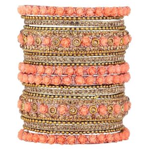 Floral Roses Engraved Chuda Bangles Set Gift for Women