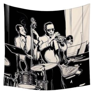 Jazz Band Velvet Fabric Painting Tapestry | Wall Art Hanging 30 x 30 inch (76 x 76 cms)