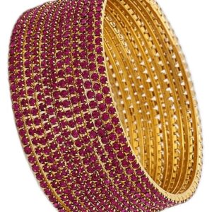 Set of 12 Latest Traditional Design Gold Plated Stone Bangle for Women