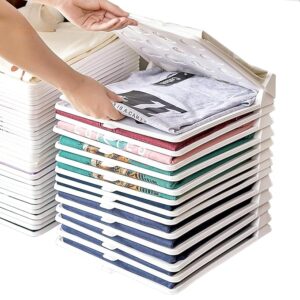 Closet Organizer, Shirt Organizer for Men T Shirt Organizer | 10 PCS (White, Plastic)