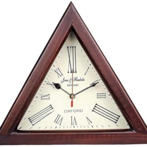 Handmade 12 Inch Antique Wooden Wall Clock Triangle Shape Vintage Style Home & Office, Bed Room, Kids Room, Studio, Living Room Decoration Gift Item