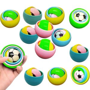 Popper 3D Rainbow Football Spinning Ball as Birthday Return Gifts - Set of 12 - Multicolor Gyro Balls - Fun & Engaging for Boys & Girls as Game Prizes
