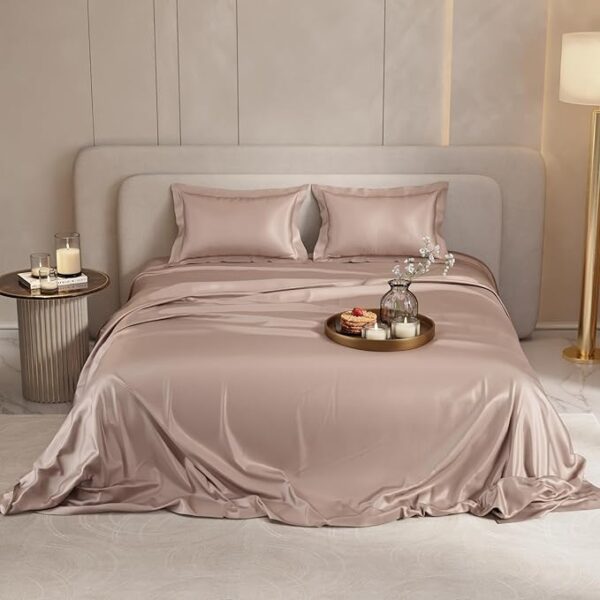 Bedsheet with 2 Pillow Covers, 300 TC UltraSatin Premium Bedding Set, Aesthetic Home Decor, Gift for Couples,Wedding, Anniversary,Date Night - Champagne