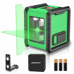Compact 2 Green Line Laser Level - 98ft Green Cross Self-Levelling Laser Line for Construction with Vertical/Horizontal Base, Adjustable Brightness