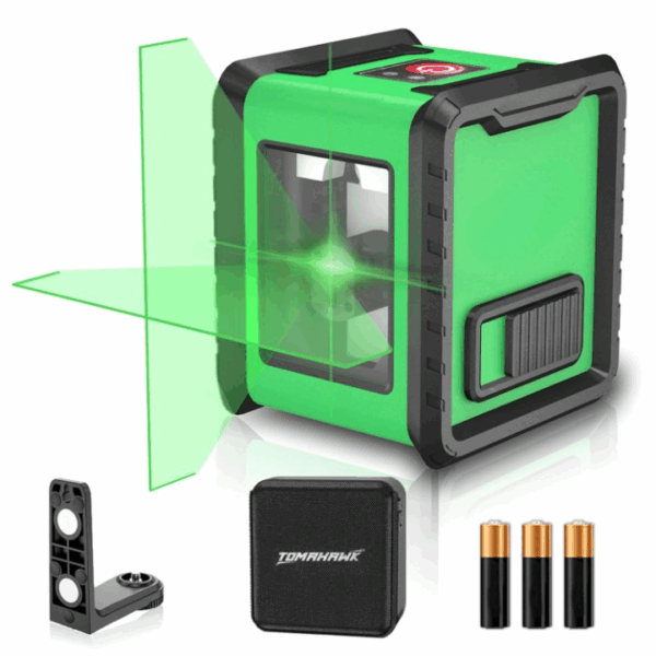 Compact 2 Green Line Laser Level - 98ft Green Cross Self-Levelling Laser Line for Construction with Vertical/Horizontal Base, Adjustable Brightness
