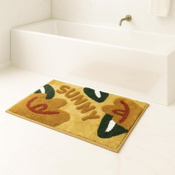 Bath Mat (40x60 cm) Super Soft Microfiber, Anti Slip Backing, Washable Bathroom Mat Perfect for Bedroom - Yellow