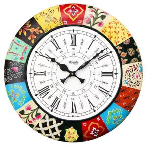 Analog Wooden Wall Clock for Elegant Home Decor, Office, School, Gym, Shop and Gifting || Clock Size - 16 x 16 inches (Multicolour) [KTWC186D]