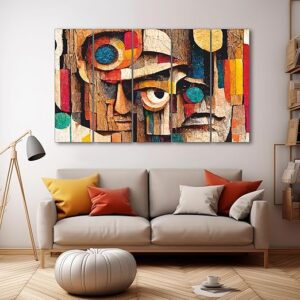 The Castle Decor Abstract Face art painting with frame Big Size(27x48) Wall art for living room,Bedroom,Drawing room,Hotels-Wooden Framed-Digital Painting