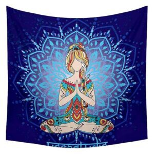 Ornament Beautiful Card With Yoga Velvet Fabric Painting Tapestry | Wall Art Hanging 32 x 32 inch (81 x 81 cms)