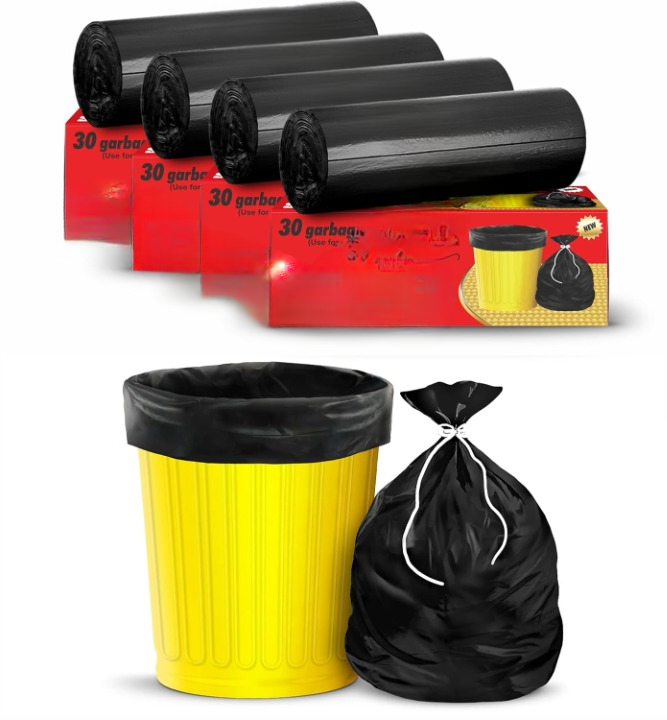 (Lavender Fragrance) Scented Garbage Bags Medium Size 19X21 Inches|120 Bags (Pack of 4 Rolls with 30 Bags Each) for Dustbin Bag/Trash Bag (Black) - Perforated Box for Easy Dispensing.