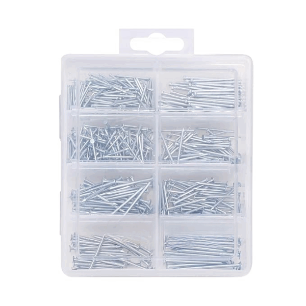 Hardware Nail Assortment Kit - Includes Finish, Wire, Common, Brad and Picture Hanging Nails, 550-Piece