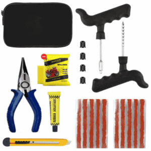 Tubeless Tyre Puncture Repair Kit for Car, Bike, Scooter & SUV - Universal Emergency Tyre Fix Tool Set, Flat Tire Puncher Repair Kit (with Storage Bag).