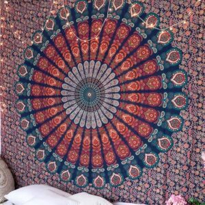 Mandala Ombre Cotton Bedsheet Wall Hanging Tapestry (Multicolor, Twin (84x54 Inches))